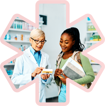 woman talking to a pharmacist