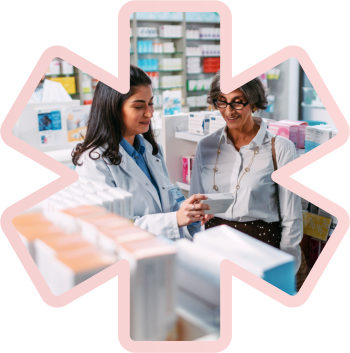 pharmacist talking to her customer