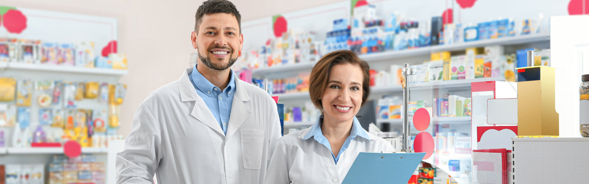 two happy pharmacists